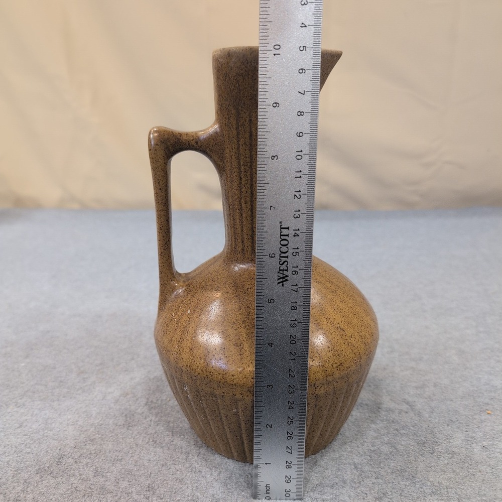 Vintage Monmouth Pottery‎ Brown Speckled Stoneware Pitcher Maple Leaf USA - Picture 9 of 10